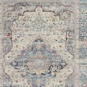 Homeroots 4' X 6' Ivory Blue And Orange Floral Distressed Area Rug – Durable, Stain-resistant, Stylish Design!  Polypropylene 552688