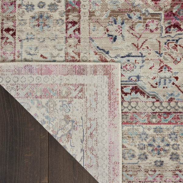 Homeroots 4' X 6' Ivory Red And Brown Floral Distressed Area Rug - Stain Resistant, Durable, Perfect For Kids & Pets  Polypropylene 552689