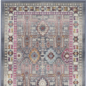 Homeroots 8' Ivory Pink And Gray Floral Distressed Runner Rug – Durable, Stain Resistant, And Stylish Accent For Home  Polypropylene 552694