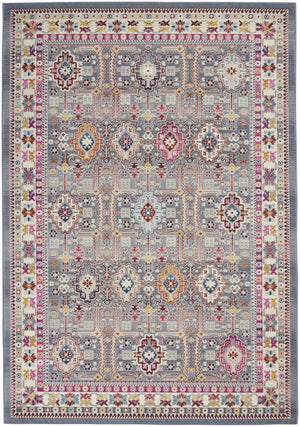 HomeRoots 8' Floral Distressed Area Rug in Ivory, Pink & Gray – Durable, Stain-Resistant & Non-Skid Design 5' X 8' 552696