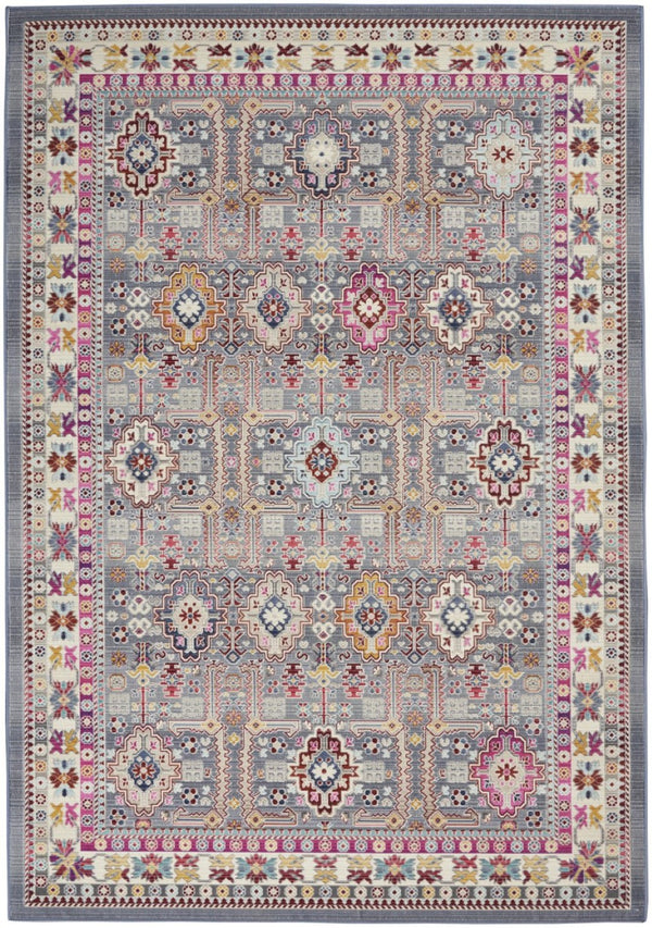 HomeRoots 8' Floral Distressed Area Rug in Ivory, Pink & Gray – Durable, Stain-Resistant & Non-Skid Design 5' X 8' 552696