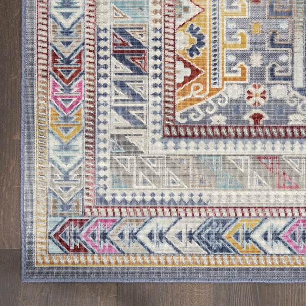 HomeRoots 8' Distressed Floral Area Rug in Ivory, Gray, and Red - Non-Skid, Stain-Resistant, Durable Design 5' X 8' 552697