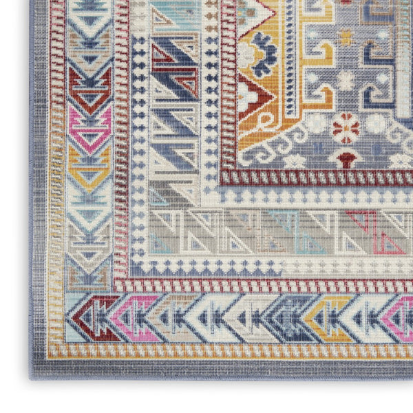 HomeRoots 8' Distressed Floral Area Rug in Ivory, Gray, and Red - Non-Skid, Stain-Resistant, Durable Design 5' X 8' 552697