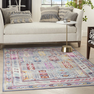 HomeRoots 8' Distressed Floral Area Rug in Ivory, Gray, and Red - Non-Skid, Stain-Resistant, Durable Design 5' X 8' 552697