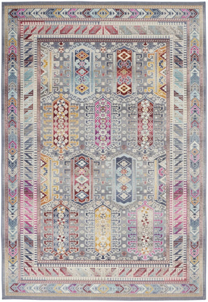 HomeRoots 8' Distressed Floral Area Rug in Ivory, Gray, and Red - Non-Skid, Stain-Resistant, Durable Design 5' X 8' 552697