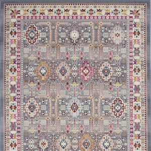 Homeroots 4' X 6' Distressed Floral Area Rug In Ivory Pink & Gray - Durable, Stain Resistant, Boho Style Decor  Polypropylene 552700