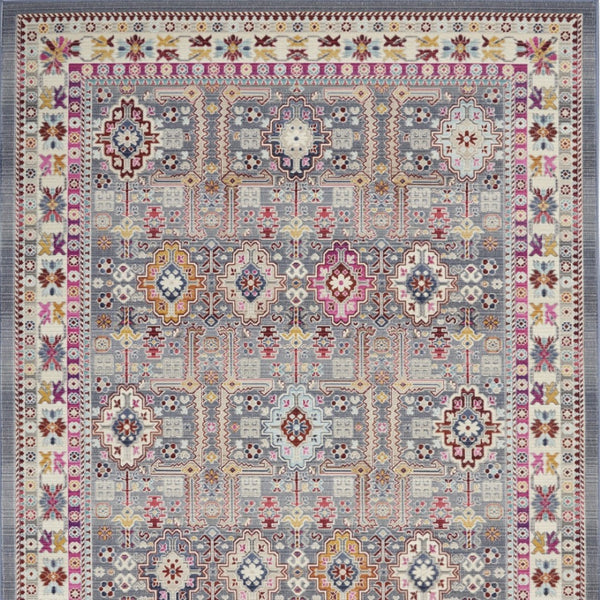 Homeroots 4' X 6' Distressed Floral Area Rug In Ivory Pink & Gray - Durable, Stain Resistant, Boho Style Decor  Polypropylene 552700