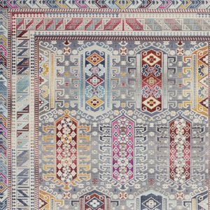 Homeroots 4' X 6' Ivory Gray & Red Floral Distressed Area Rug - Durable, Stain Resistant, Bohemian Style Decor  Polypropylene 552701