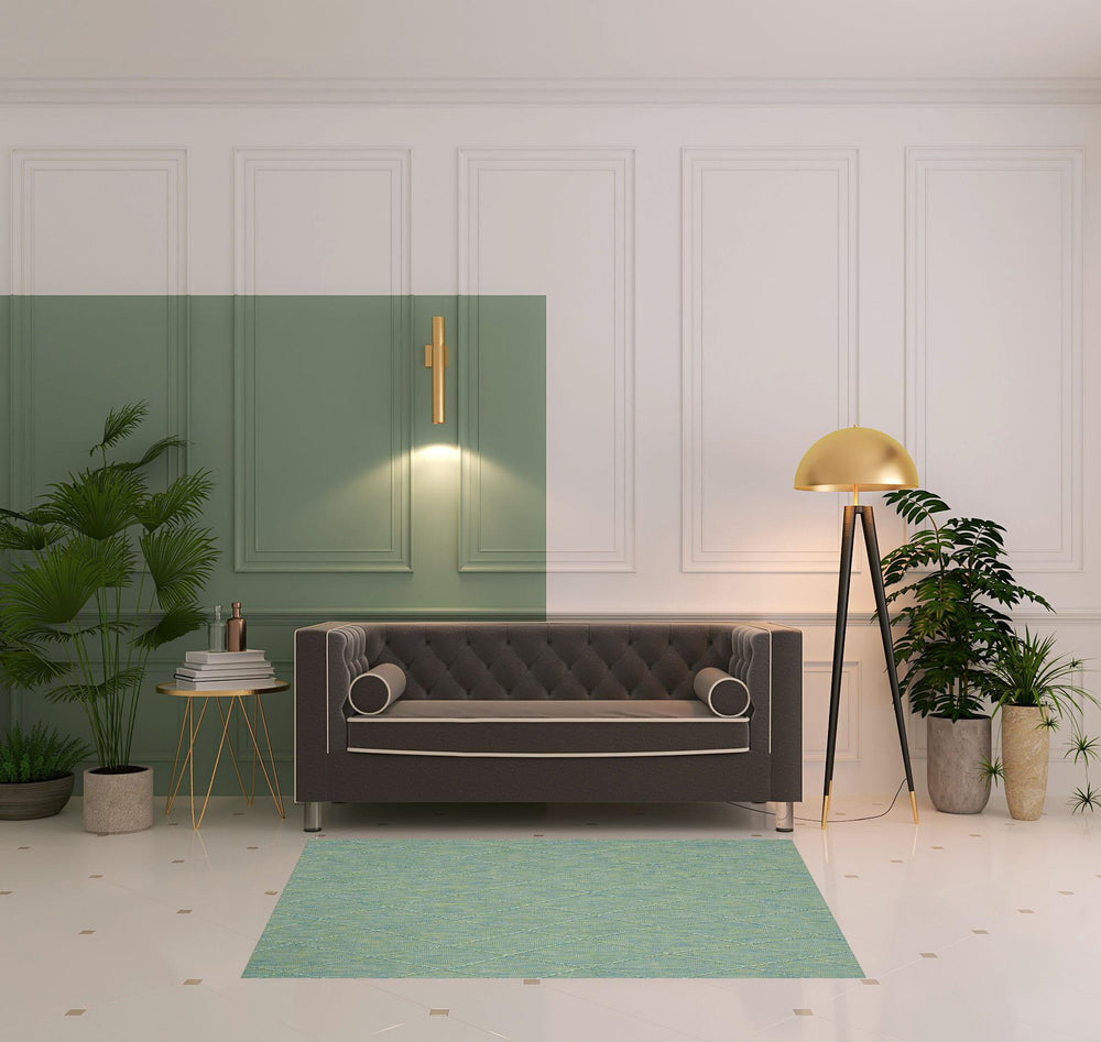 Homeroots 4' X 6' Blue Geometric Power Loom Non Skid Area Rug  Polypropylene 552711