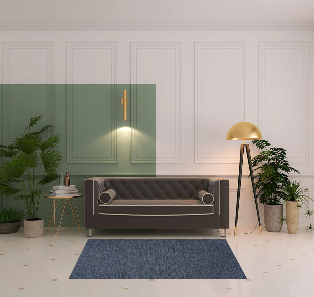 Homeroots 4' X 6' Blue Geometric Power Loom Non Skid Area Rug  Polypropylene 552712