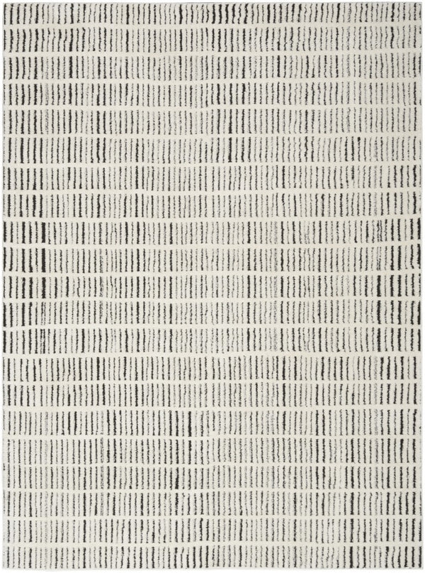 White Geometric Polyester Area Rug Power Loomed for Modern Living and Dining Room Decor