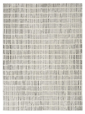 White Geometric Polyester Area Rug Power Loomed for Modern Living and Dining Room Decor
