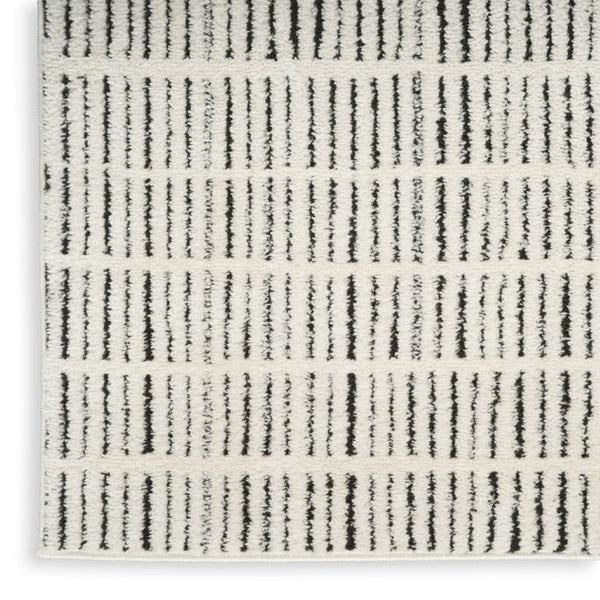 White Geometric Polyester Area Rug Power Loomed for Modern Living and Dining Room Decor