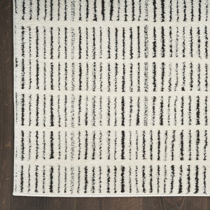 White Geometric Polyester Area Rug Power Loomed for Modern Living and Dining Room Decor