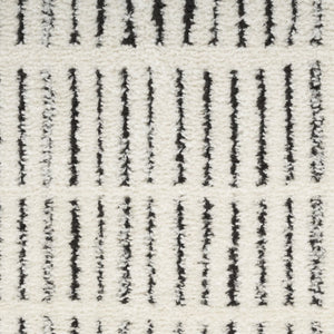 White Geometric Polyester Area Rug Power Loomed for Modern Living and Dining Room Decor