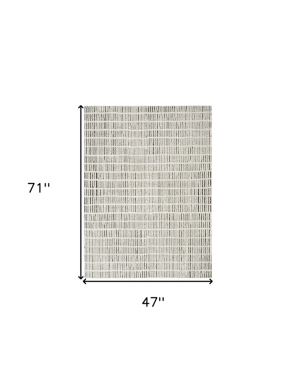 Homeroots 4' X 6' Ivory And Black Geometric Area Rug  Polyester 552727