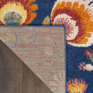 Homeroots 4' X 6' Floral Power Loom Area Rug In Blue And Orange - Stylish, Soft, And Perfect For Any Space! 4' X 6' Polypropylene 552745