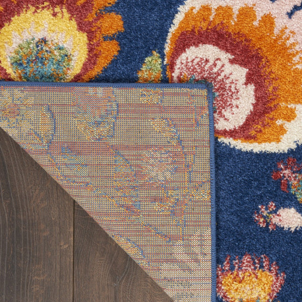 Homeroots 4' X 6' Floral Power Loom Area Rug In Blue And Orange - Stylish, Soft, And Perfect For Any Space! 4' X 6' Polypropylene 552745