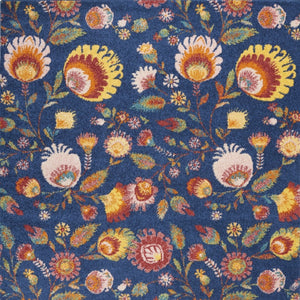 Homeroots 4' X 6' Floral Power Loom Area Rug In Blue And Orange - Stylish, Soft, And Perfect For Any Space! 4' X 6' Polypropylene 552745