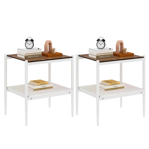 English Elm Set Of 2 Modern Rectangle End Tables With Tempered Glass Top & Sturdy Mdf Shelf For Living Room Decor W241P184254-GIGA