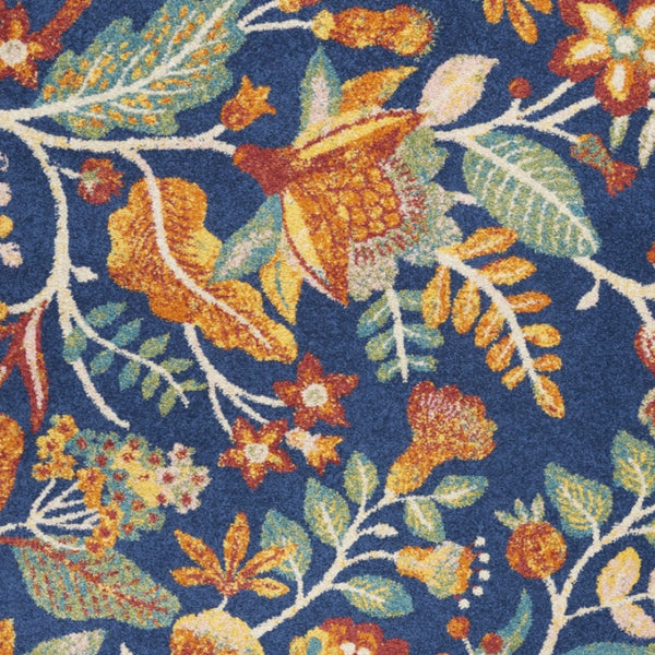 Homeroots 4' X 6' Blue And Orange Floral Power Loom Area Rug - Vibrant Design For Stylish Home Decor Enhancement 4' X 6' Polypropylene 552751