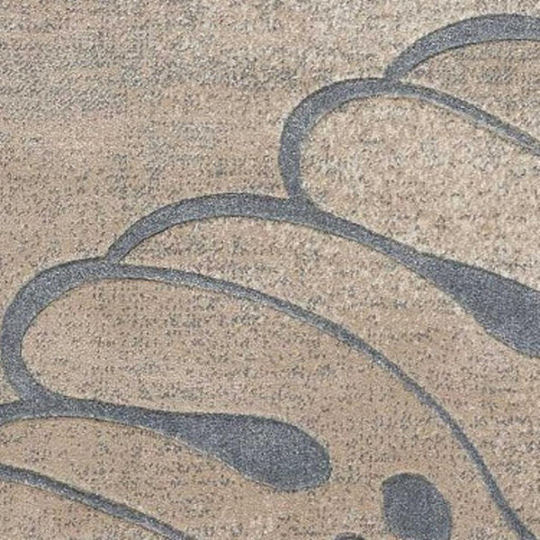 HomeRoots 5' Beige and Gray Botanical Leaves Area Rug - Stylish, Durable, Non-Skid Design for Any Room 4' X 6' 552779