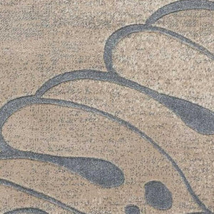 HomeRoots 5' Beige and Gray Botanical Leaves Area Rug - Stylish, Durable, Non-Skid Design for Any Room 4' X 6' 552779