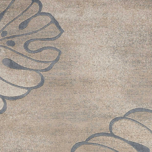 Homeroots 4' X 6' Beige And Gray Botanical Leaves Area Rug  Polyester 552779