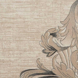HomeRoots 5' Elegant Tan, Black & Ivory Damask Non-Skid Area Rug - Durable, Stylish, Ideal for Family Spaces 4' X 6' 552780
