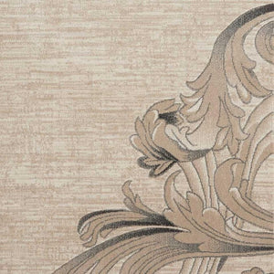 HomeRoots 5' Elegant Tan, Black & Ivory Damask Non-Skid Area Rug - Durable, Stylish, Ideal for Family Spaces 4' X 6' 552780