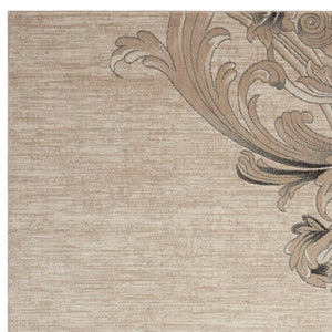 Homeroots 4' X 6' Tan Black And Ivory Damask Area Rug  Polyester 552780