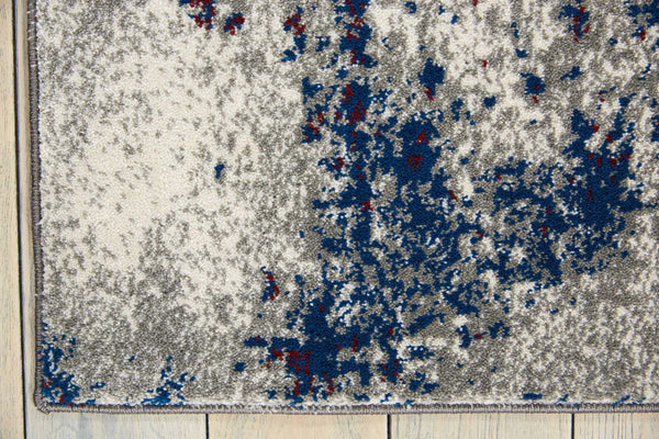 Homeroots 4' X 6' Ivory Red And Blue Abstract Area Rug  Polyester 552781