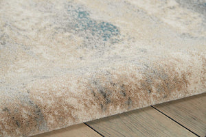 HomeRoots 4' X 6' Ivory and Teal Blue Abstract Area Rug – Modern, Stylish, Durable, and Stain-Resistant Design! 552783