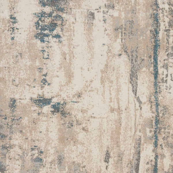 Homeroots 4' X 6' Ivory And Teal Blue Abstract Area Rug  Polyester 552783