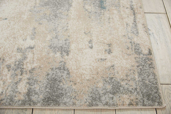 HomeRoots 4' X 6' Ivory and Teal Blue Abstract Area Rug – Modern, Stylish, Durable, and Stain-Resistant Design! 552783