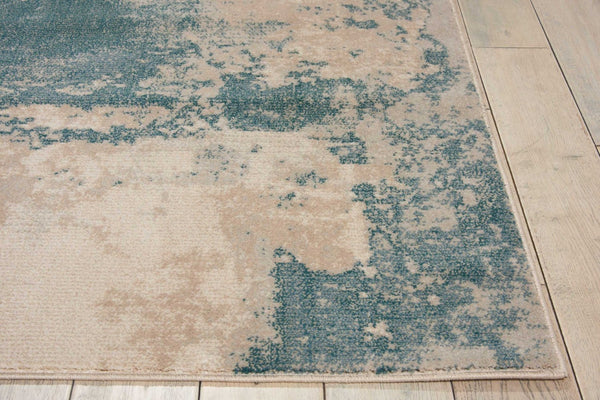 HomeRoots 5' Teal and Ivory Abstract Area Rug - Stylish, Durable, Non-Skid Design for Modern Homes & Spaces 4' X 6' 552784