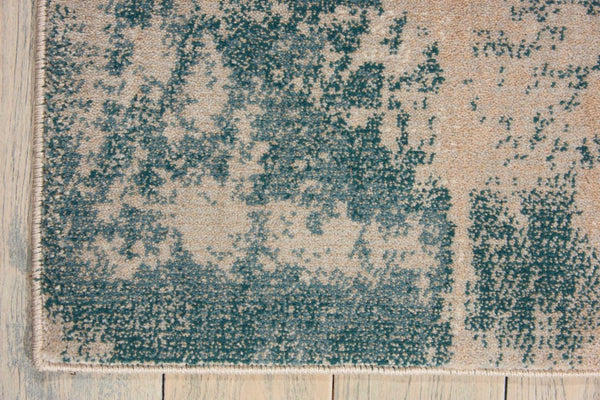 HomeRoots 5' Teal and Ivory Abstract Area Rug - Stylish, Durable, Non-Skid Design for Modern Homes & Spaces 4' X 6' 552784