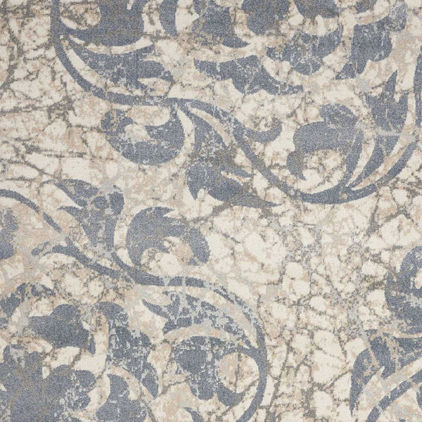 Homeroots 4' X 6' Ivory Tan And Slate Gray Floral Distressed Area Rug  Polyester 552785