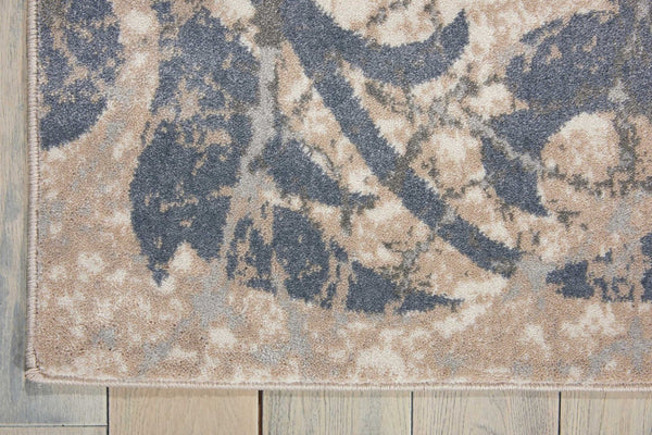 HomeRoots 5' Elegant Distressed Floral Area Rug in Ivory, Charcoal & Gray - Durable, Non-Skid Design for Homes 4' X 6' 552785