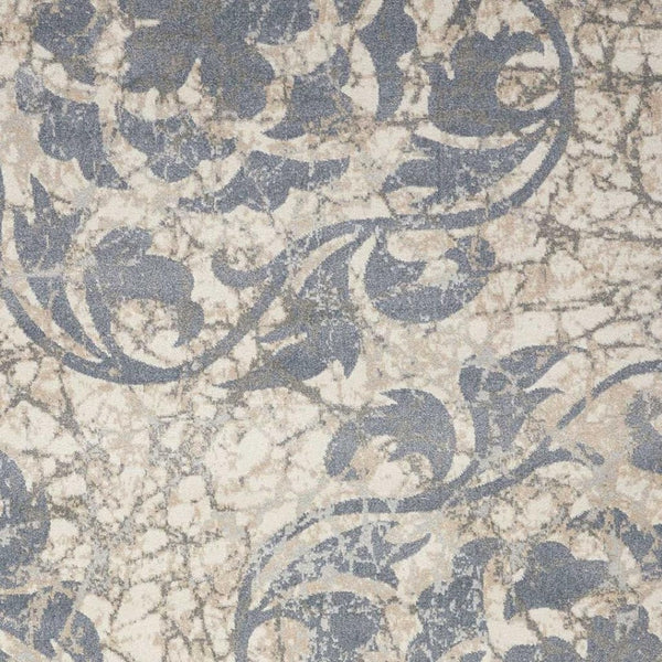 HomeRoots 5' Elegant Distressed Floral Area Rug in Ivory, Charcoal & Gray - Durable, Non-Skid Design for Homes 4' X 6' 552785