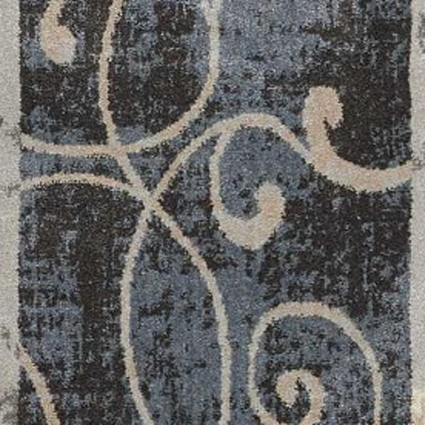 HomeRoots 5' Elegant Tan, Black, and Ivory Floral Vines Non-Skid Area Rug for Stylish Home Décor and Comfort 4' X 6' 552786
