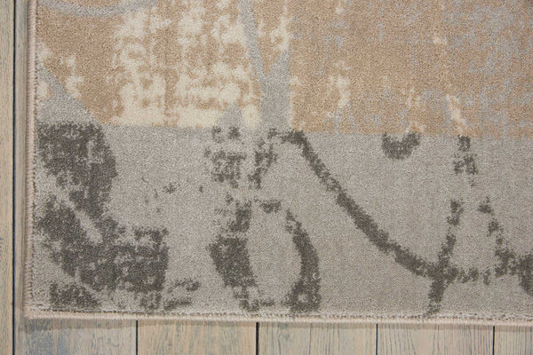 Homeroots 4' X 6' Tan Black And Ivory Floral Vines Area Rug  Polyester 552786