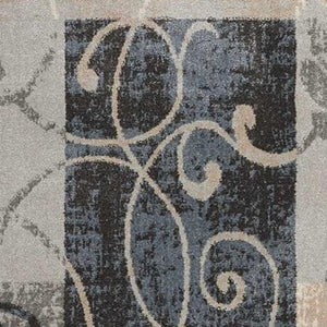 HomeRoots 5' Elegant Tan, Black, and Ivory Floral Vines Non-Skid Area Rug for Stylish Home Décor and Comfort 4' X 6' 552786