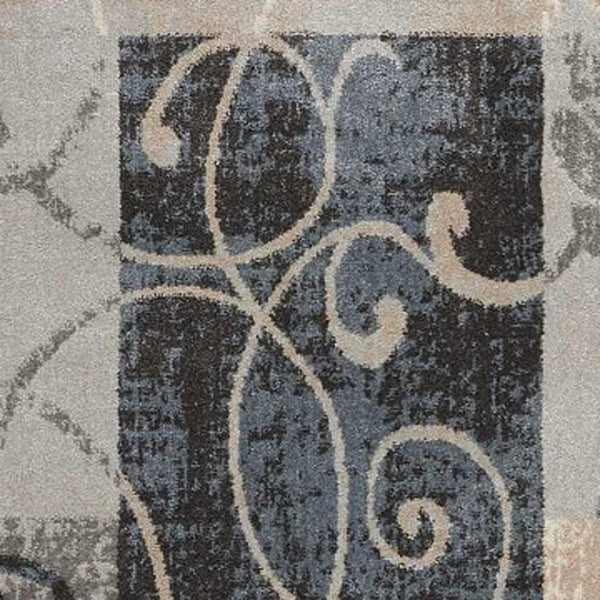 HomeRoots 5' Elegant Tan, Black, and Ivory Floral Vines Non-Skid Area Rug for Stylish Home Décor and Comfort 4' X 6' 552786