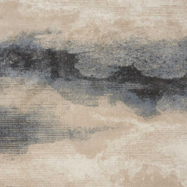 HomeRoots 5' Contemporary Gray, Black & Beige Non-Skid Area Rug – Durable, Stylish, & Easy to Clean for Homes 4' X 6' 552789