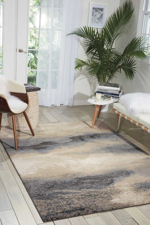 HomeRoots 5' Contemporary Gray, Black & Beige Non-Skid Area Rug – Durable, Stylish, & Easy to Clean for Homes 4' X 6' 552789