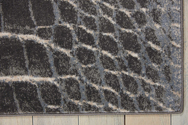 Homeroots 4' X 6' Beige Charcoal And Cream Animal Print Distressed Area Rug  Polyester 552794