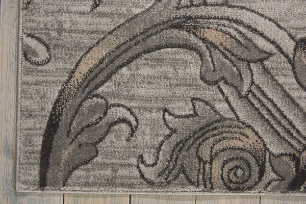 Homeroots 4' X 6' Graphite And Black Floral Vines Area Rug  Polyester 552795