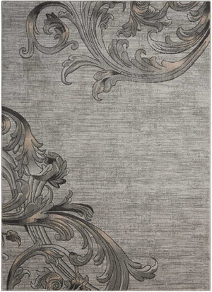 HomeRoots 4' Elegant Graphite and Black Floral Vine Area Rug - Durable, Stain-Resistant Design for Busy Homes 4' X 6' 552795