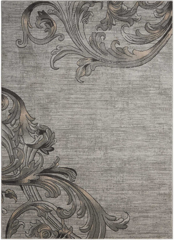 HomeRoots 4' Elegant Graphite and Black Floral Vine Area Rug - Durable, Stain-Resistant Design for Busy Homes 4' X 6' 552795